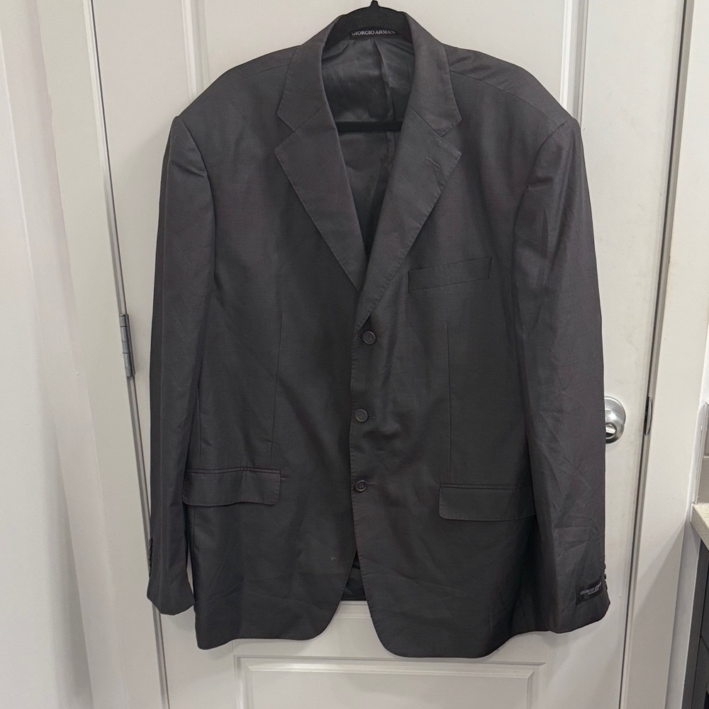 Giorgio Armani 3 Button Suit Jacket Wool Blend Size 58 Gray‎ Big And Tall